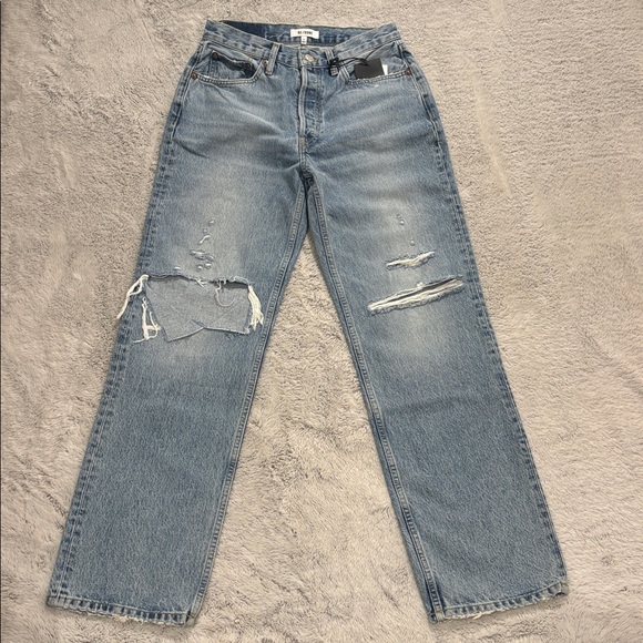 RE/DONE 90s Comfy Jean - Sunfaded Destroy Women's Size 26 Distressed NWT Revolve - Picture 14 of 14